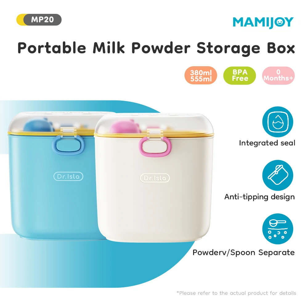 MAMIJOY Portable Milk Powder Box 380/555ML Integrated Seal Anti-tipping Design Powderv/Spoon Separate BPA-FREE For Outdoor Home
