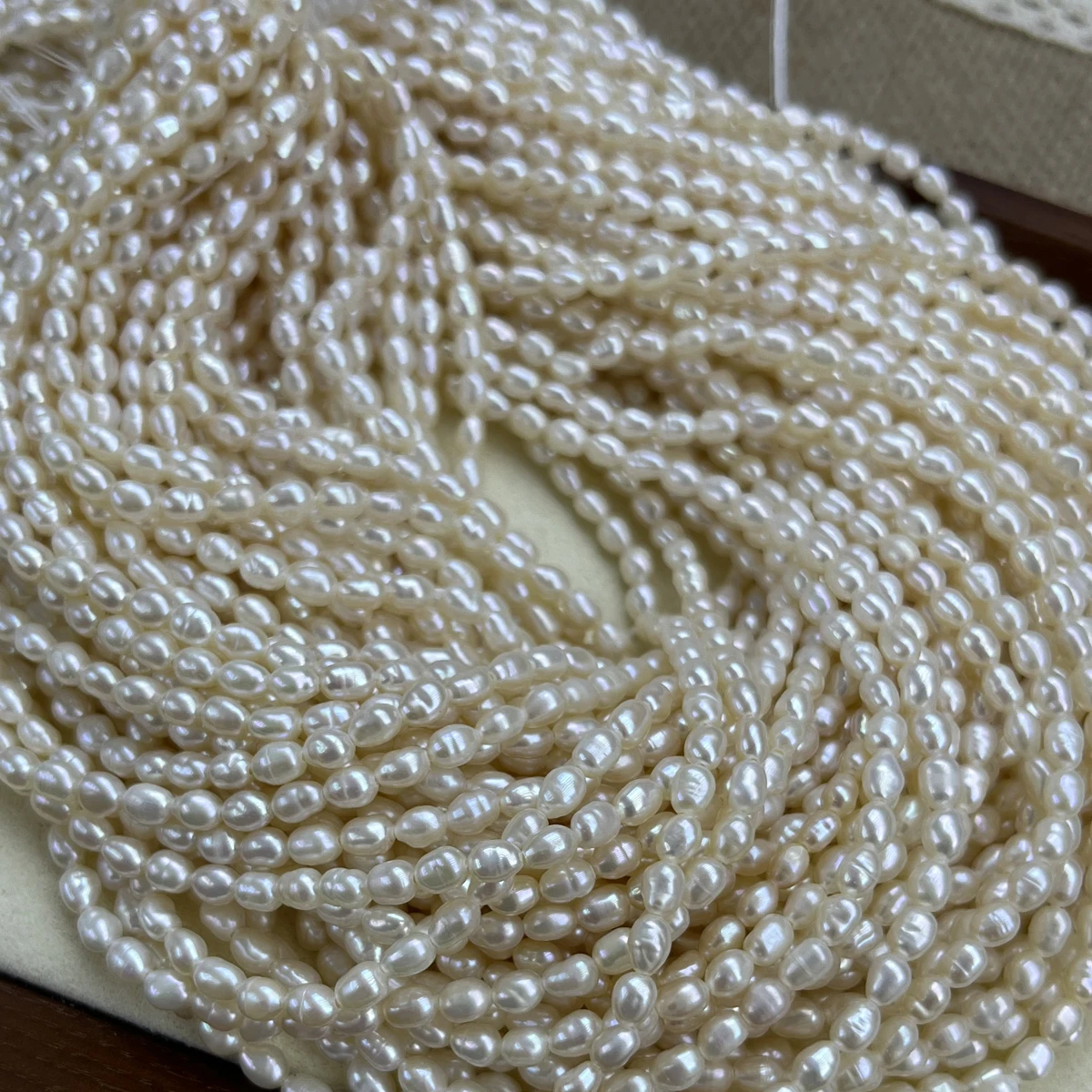 3-4mm AA Natural Freshwater Rice White Pearl Isolation Loose Beads Jewelry Make DIY Necklace Bracelet Accessories Wedding Gift