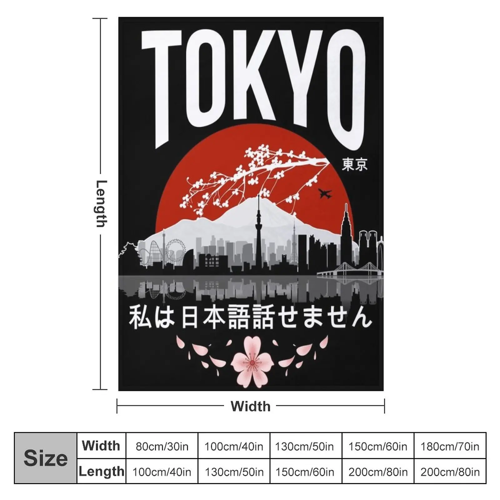 Tokyo - I don’t speak Japanese: White Version Throw Blanket Soft Blanket Cute Blanket Luxury Throw