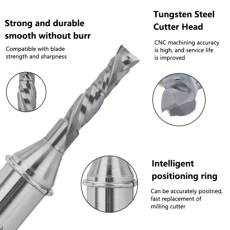 XCAN End Mill 1/2 Shank UP DOWN Milling Cutter TCT Compound Straight Router Bit Double Veneer Cutting Knife CNC Slot Cutter