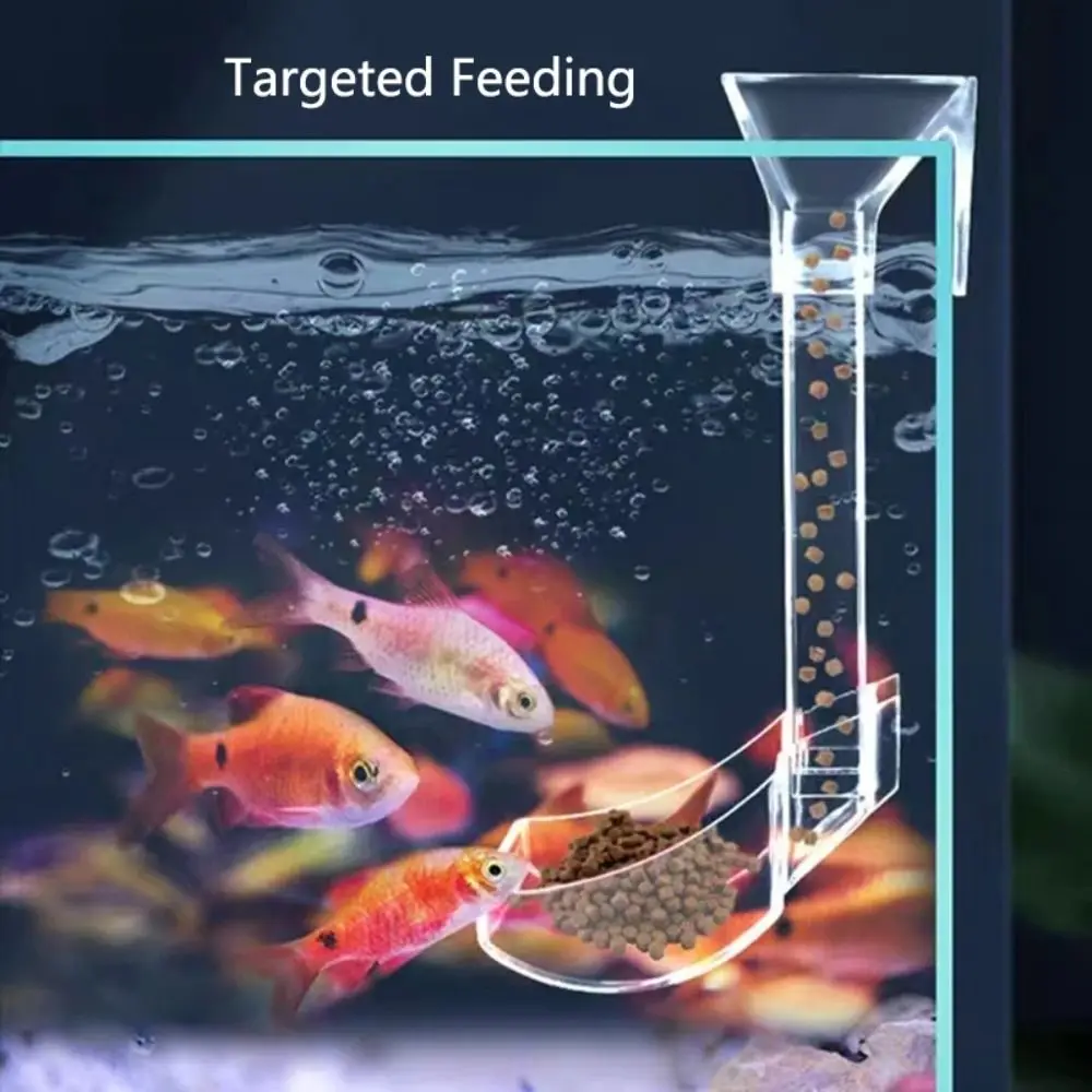 New Transparent Aquarium Fish Tank Feeder Tube with Suction Cup Acrylic Fish Tank Food Dispenser Durable Fixed Point Feeder Bowl