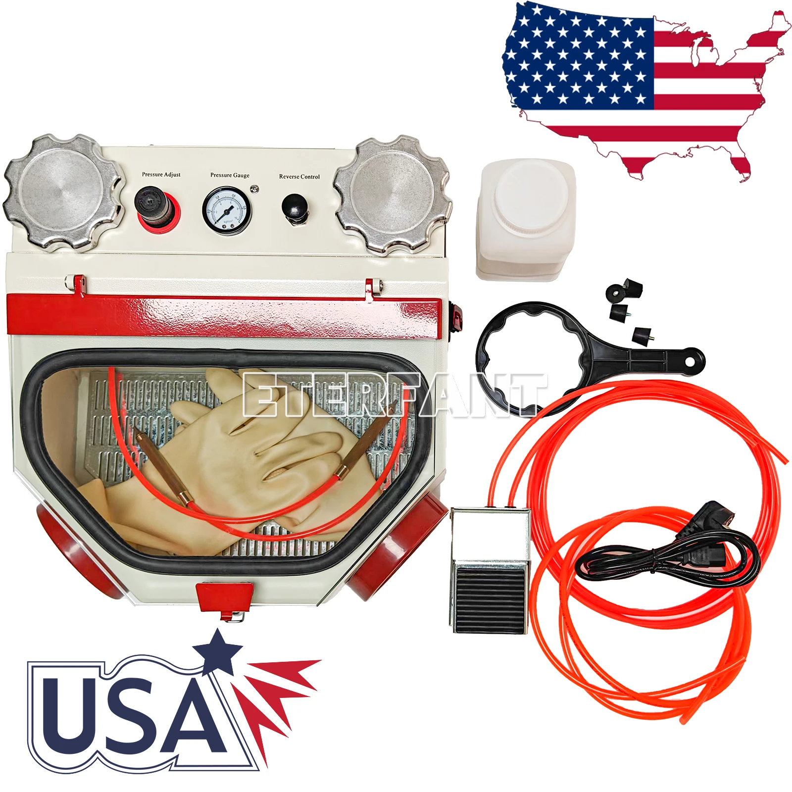 معدات مختبر الأسنان الجص نموذج قوس المتقلب/عجلة القرص الماسية/القلم التوأم ساندبلاستر قلم مزدوج الرمال الناسف 2 خزان الألومنيوم