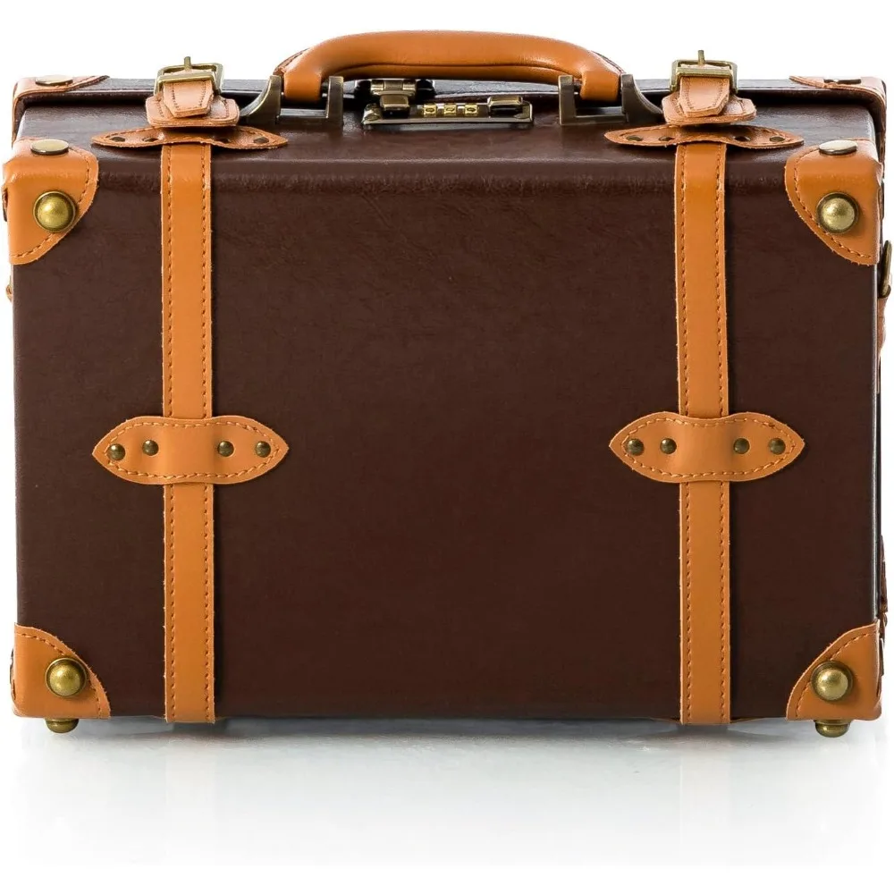 Vintage-Style Women's Overnight Luggage Bag - Cute Pu Suitcase with Strap, Chocolate Brown, Ideal for Travel and Weekend Getaway