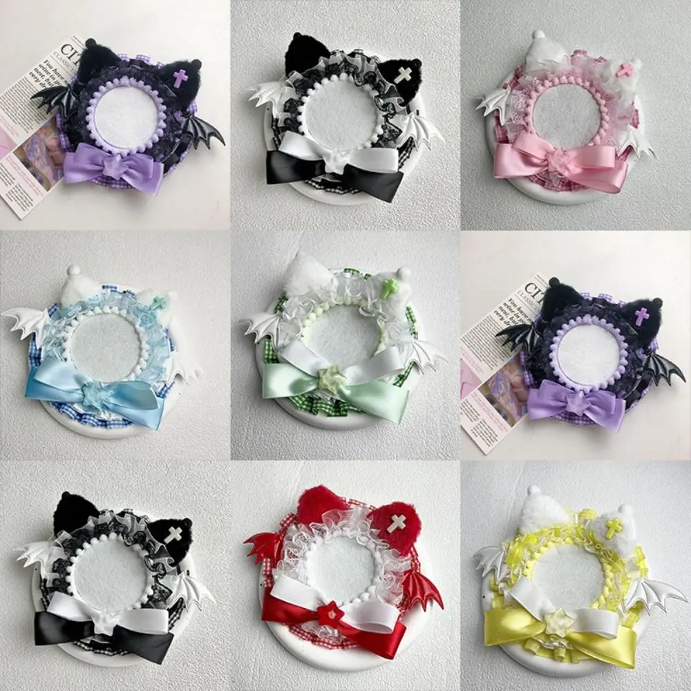 Creative Lace Magnetic Anime Badge Holder Bow Star Pins Display Base Wings Plush Cat Ears Badge Flower Badge Display