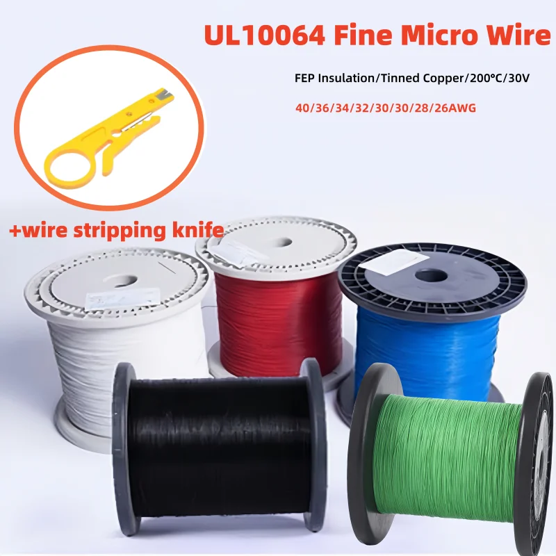 10 UL10064 FEP Wire 26/28/30/32/34/36/40AWG PTFE Plastic Ultra Fine Micro Litz Wires Solder High Conductivity Copper Cable