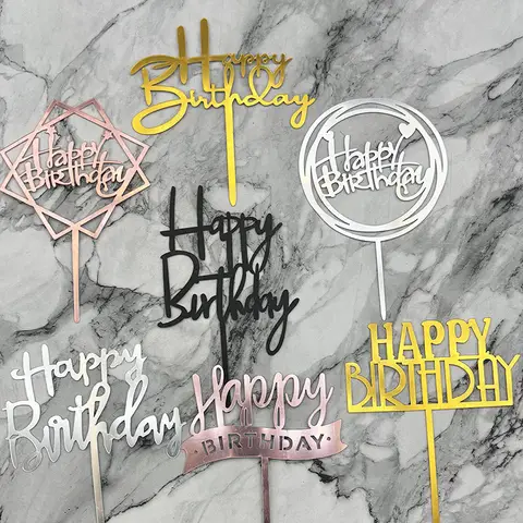 10 पीस सेट 32 स्टाइल हैप्पी बर्थडे केक टॉपर ब्लैक गोल्ड केक टॉपर्स बेबी शॉवर केक बर्थडे पार्टी केक फ्लैग डेकोरेशन 6 best sales जन्मदिन का केक टॉपर - №6
