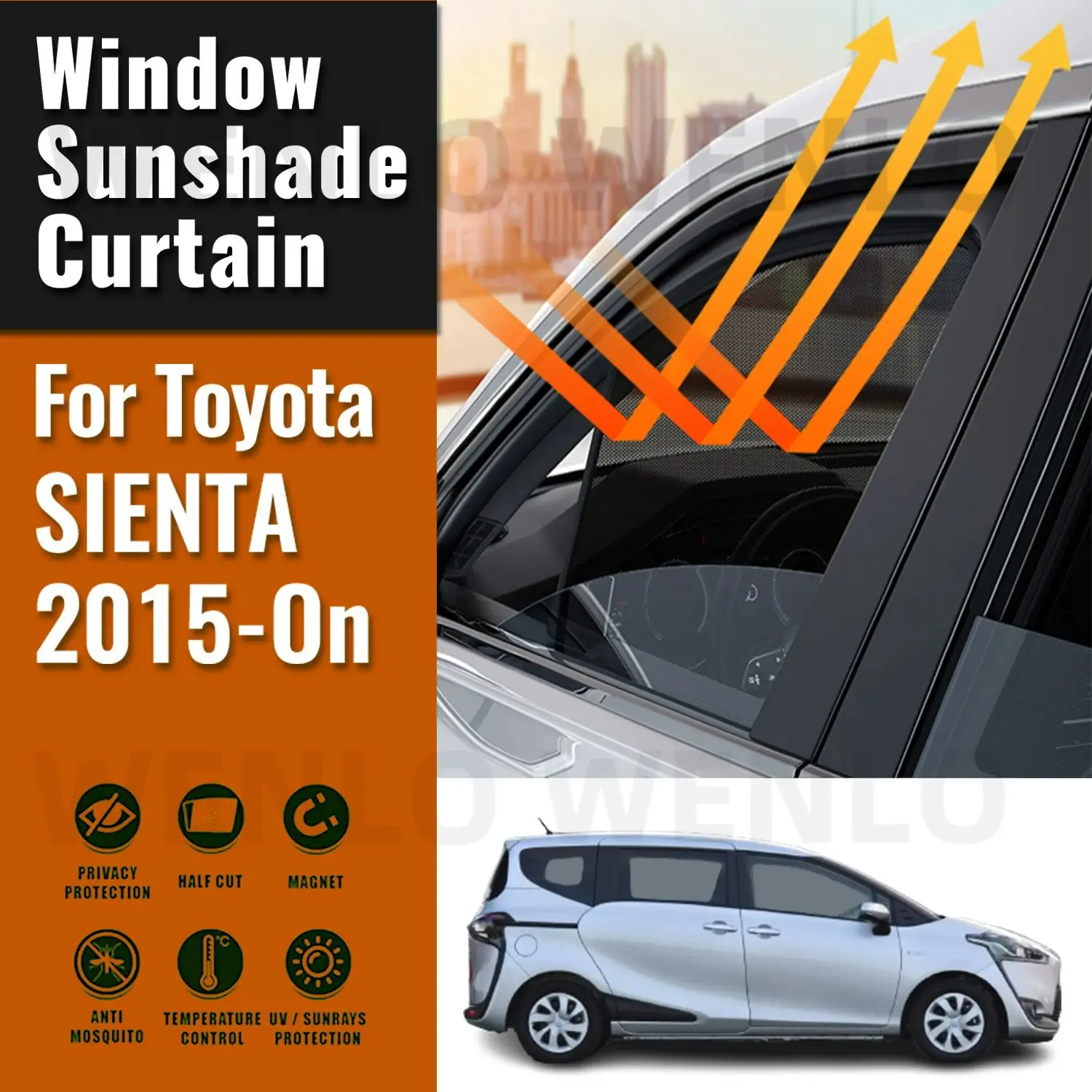 For Toyota SIENTA 2023 2022 2021-2015 Car Sun Visor Accessories Window Windshield Cover SunShade Curtain Mesh Shade Blind Custom