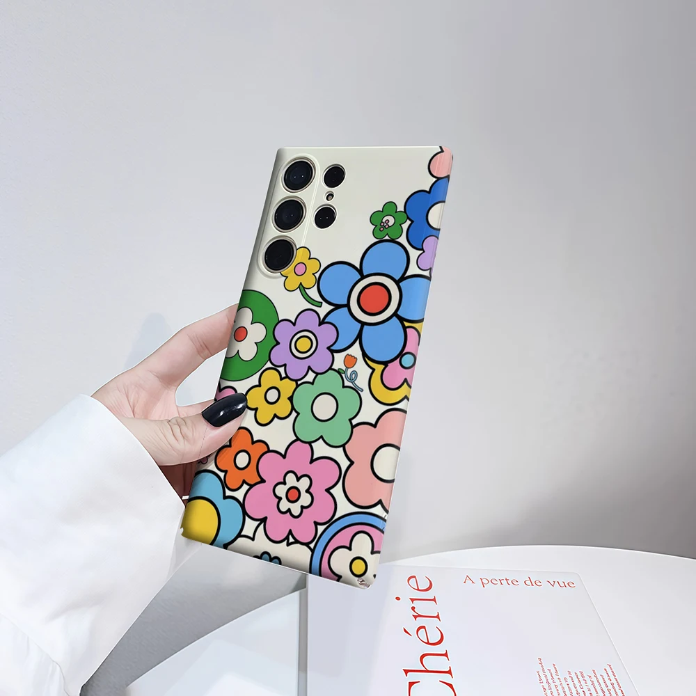 حافظة هاتف ريترو بلوم بيرست لهاتف سامسونج جالاكسي S25 Ultra S24 S23 Ultra Plus غطاء خلفي لامع بطبقة مزدوجة