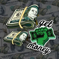 Get Money Dollar Reflective Car Sticker Decor Auto Body Window Fuel Tank Cap Trunk Motorcycle Scooter Helmet Decal Accessories