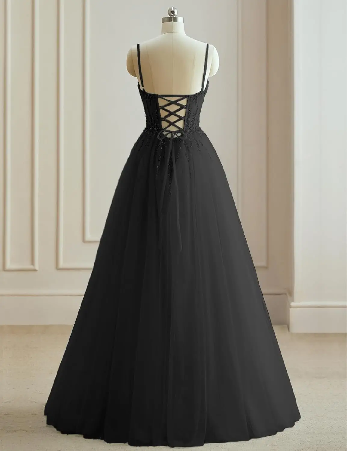 A Line تول فساتين لحضور الحفلات الموسيقية للمراهقين 2026 أشرطة سباغيتي مطرز طويل الكرة ثوب مع شق فستان سهرة فستان الحفلات