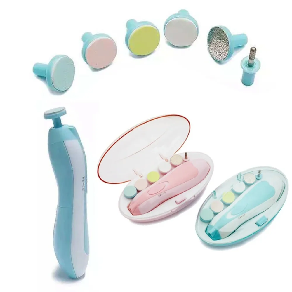 Multifunction Electric Baby Nail Trimmer Anti-clamping Anti-scratch Toes Fingernail Cutter 6 Grinding Heads Rotatable