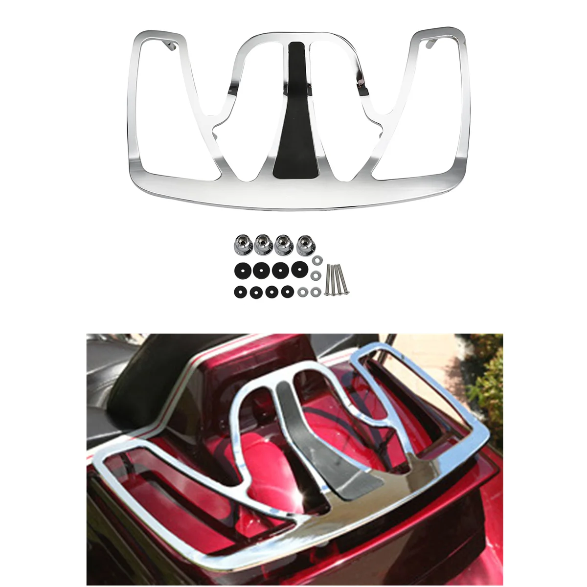 Bagażnik motocyklowy bagażnik na wycieczkę złote skrzydło Honda Goldwing 2018-2019 GL1800 Trike 2001-2017 11 12 13 14 15 16 czarny/chrom