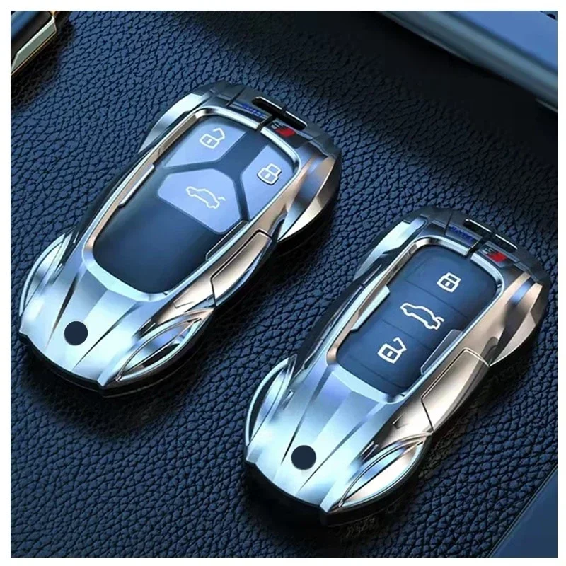 Zinc alloy car key holder suitable for Audi A6, A4, A3, Q2, Q3, Q5, Q7, A7, A8 car key case accessories, equipped with premium m