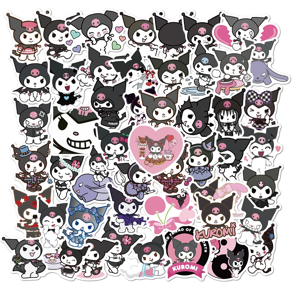 10/50/100PCS Sanrio Kuromi Stickers Cartoon Cute Graffiti Decals Kids Toy Gift DIY Phone Bike Guitar Notebook Fridge Skateboard