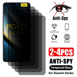 2-4pcs Anti-spy Full Cover Tempered Glass For Xiaomi Poco F6 F5 F4 F3 Pro Screen Protector Poco X6 Neo X5 X4 X3 GT Privacy Glass