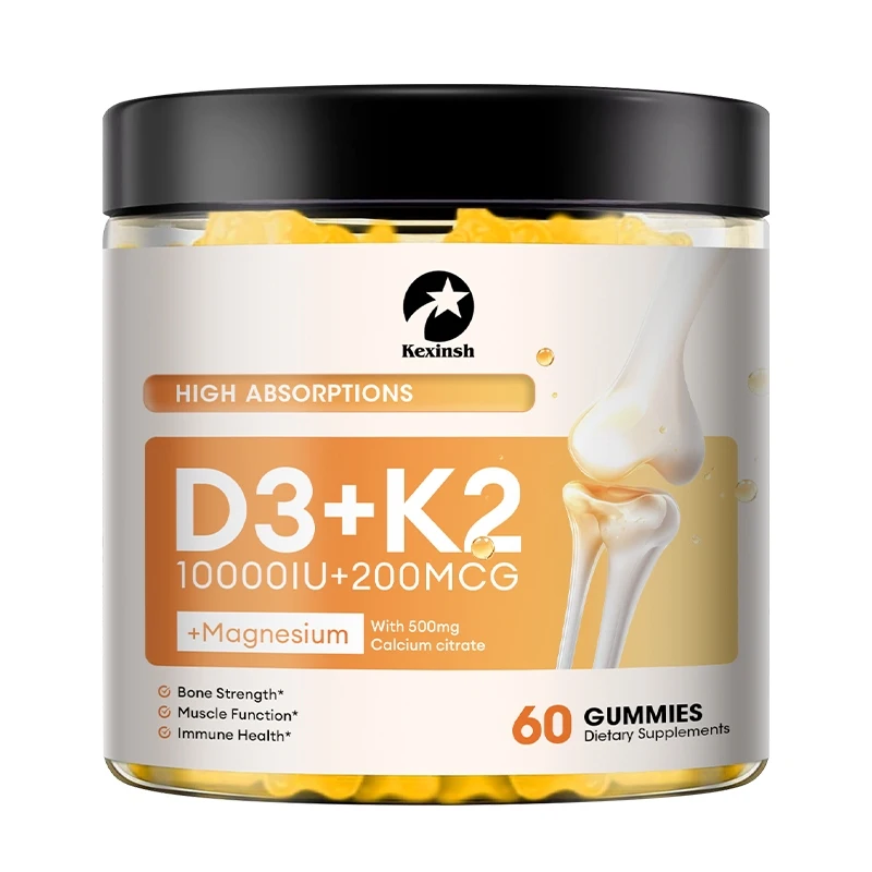 

Kexinsh Vitamin D3 & K2 Gummies Supports Healthy Bones, Heart Health, Calcium Absorption, and Immune Function Plant-Based