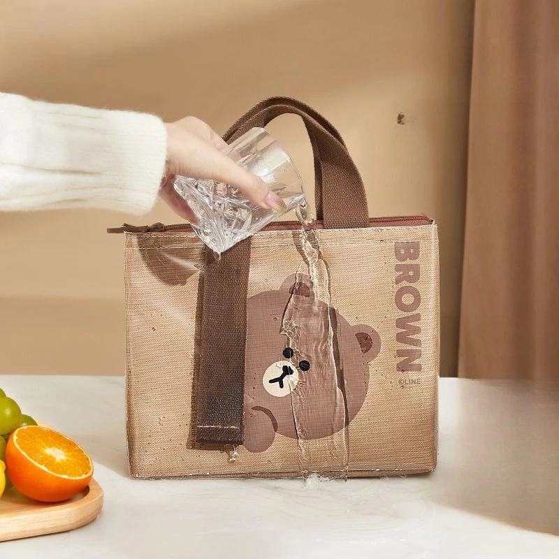 LINEFRIENDS Bento-Tasche Braunbär Neue Kreative Cartoon-Design Große Kapazität Tragbare Studenten-Isoliertasche Wasserdichte Aufbewahrungstasche – Detail 4
