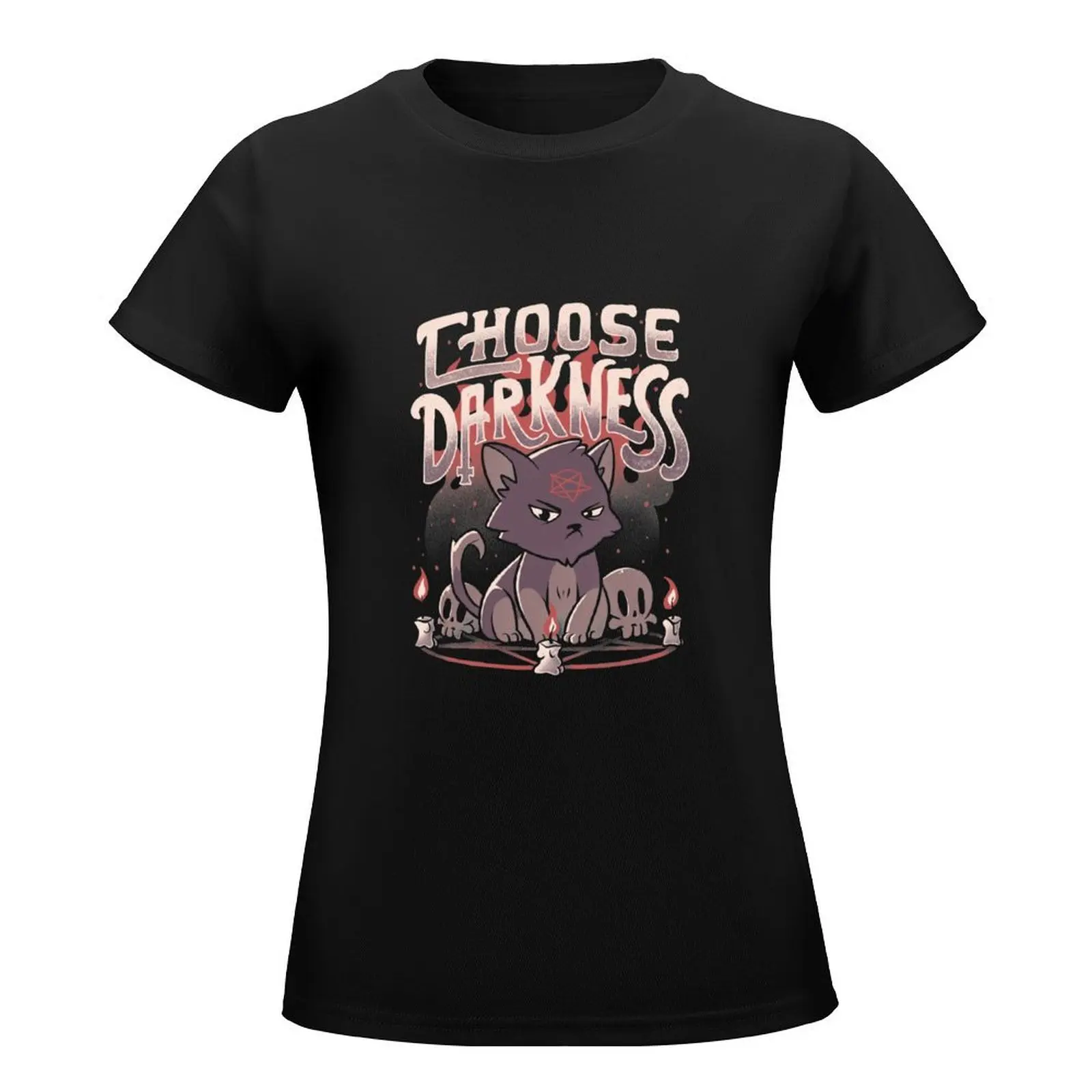 Choose Darkness Cute Evil Cat Gift T-Shirt vintage animal print shirt for girls new edition Woman T-shirts