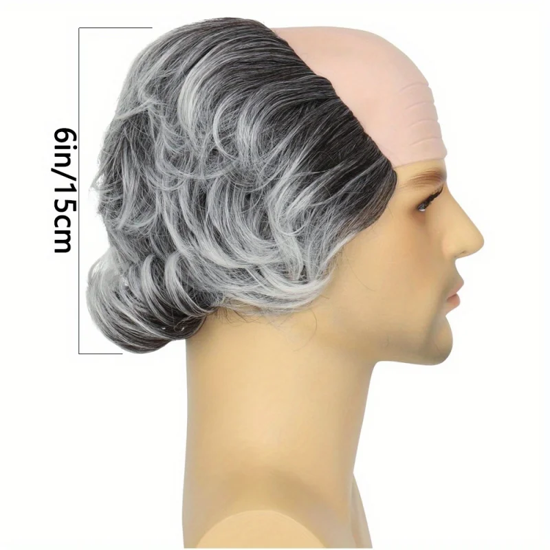 Funny  Gray Bald Character Wig  Old Man Costume Synthetic Wig , Halloween Cosplay Prop, Party Decor Photography Prop
