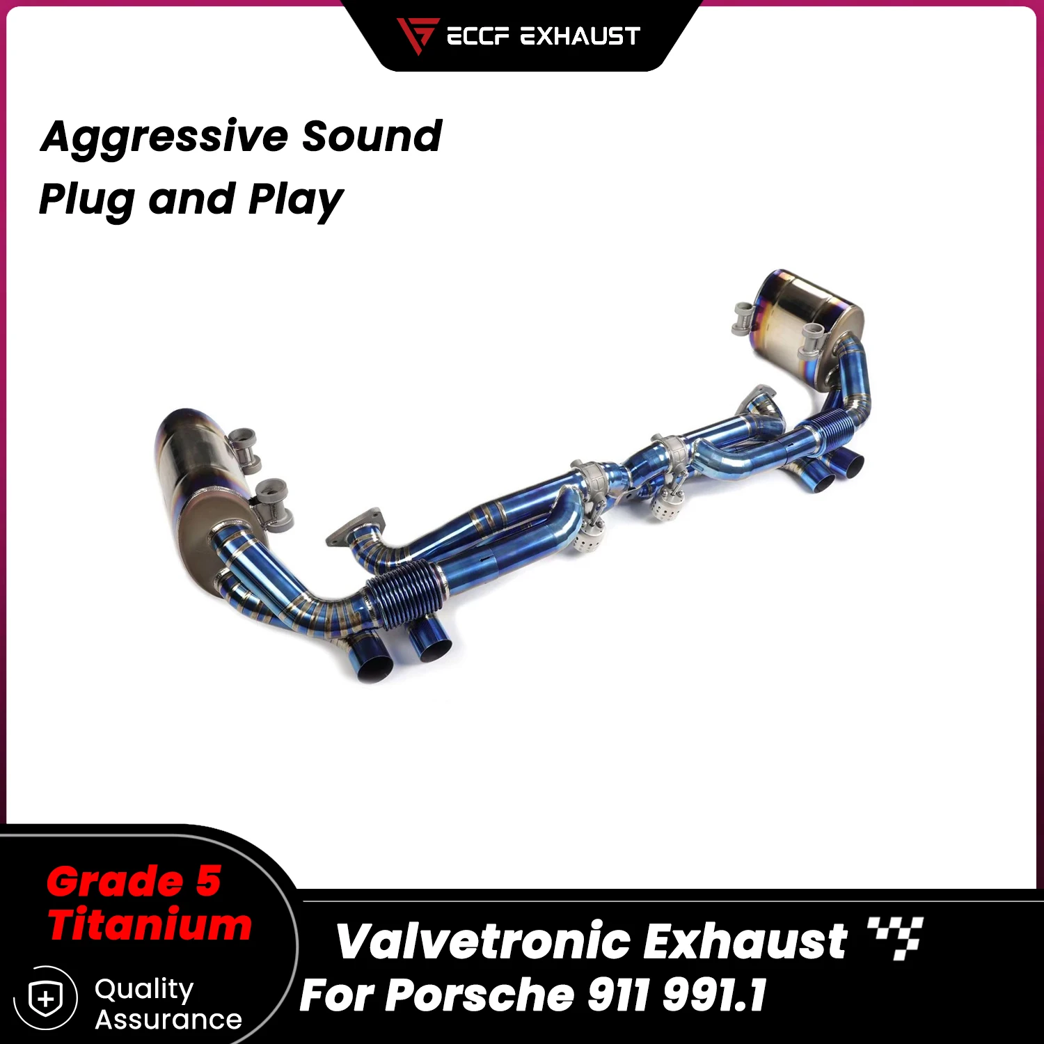 

Pneumatic Valve Sporty TItanium Catback Exhaust for Porsche 911 991.1 Freely Adjustable Sound Control