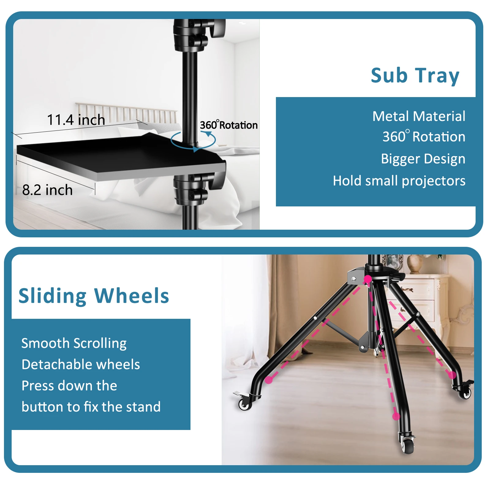 SH Soporte para trípode para proyector, trípode para computadora portátil, altura ajustable, mezclador de DJ, mesa de pie, soporte de escritorio para computadora al aire libre para escenario o estudio