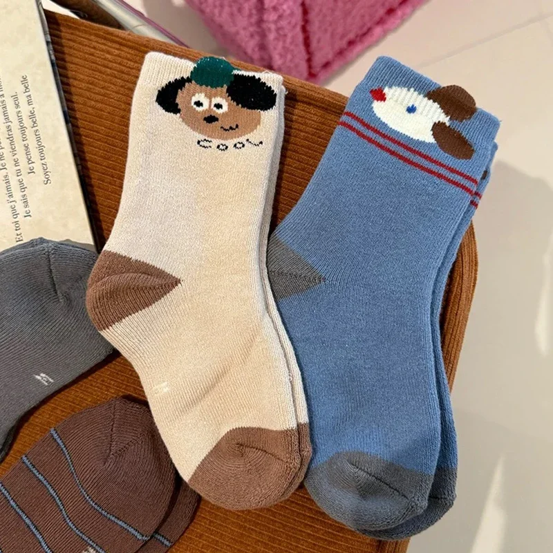 الشتاء الخريف 5 أزواج الكرتون جرو سميكة الدافئة نحى الأطفال الفتيان الجوارب رسالة لينة لطيف الرياضة جوارب مريحة للأطفال الأولاد