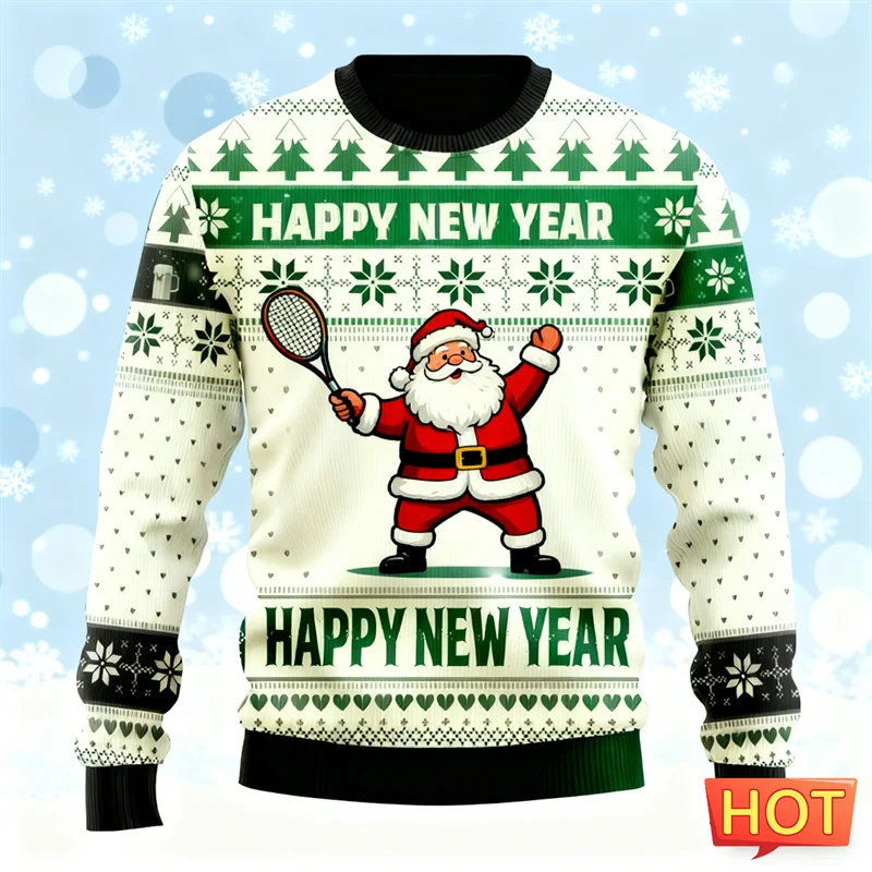 Felpe con cappuccio natalizie brutte con grafica di Babbo Natale alla moda per uomo Trendy Streetwear Felpe stampate in 3D Pullover larghi e traspiranti