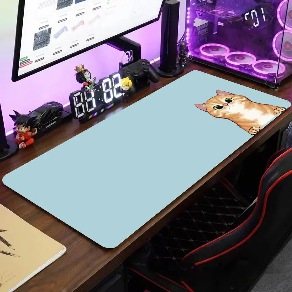 Anime Cute Cat Mouse Pad Large Computer Office Game Table Mats XXL Rubber Anti-slip Gaming Keyboard XL Mousepads Long Desk Pads