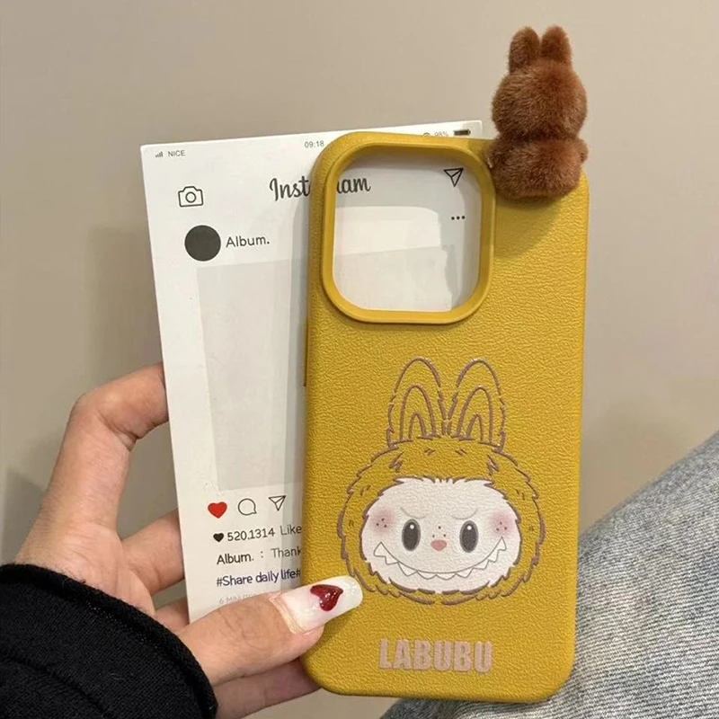 

Labubu IPhone Cases for IPhone 16 Pro Max Cute Plush Labubu Phone Cases for Apple 14 13 12 Pro IPhone15 Cartoon Protective Case