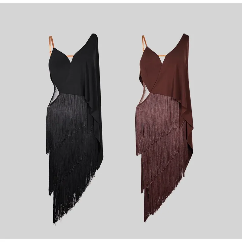 Aangepaste Latin Dans Jurk Vrouwelijke Volwassen Oefenkleding Cowboy Samba Stierenvechten Naast Rumba Dans Pak Jarretelrokje