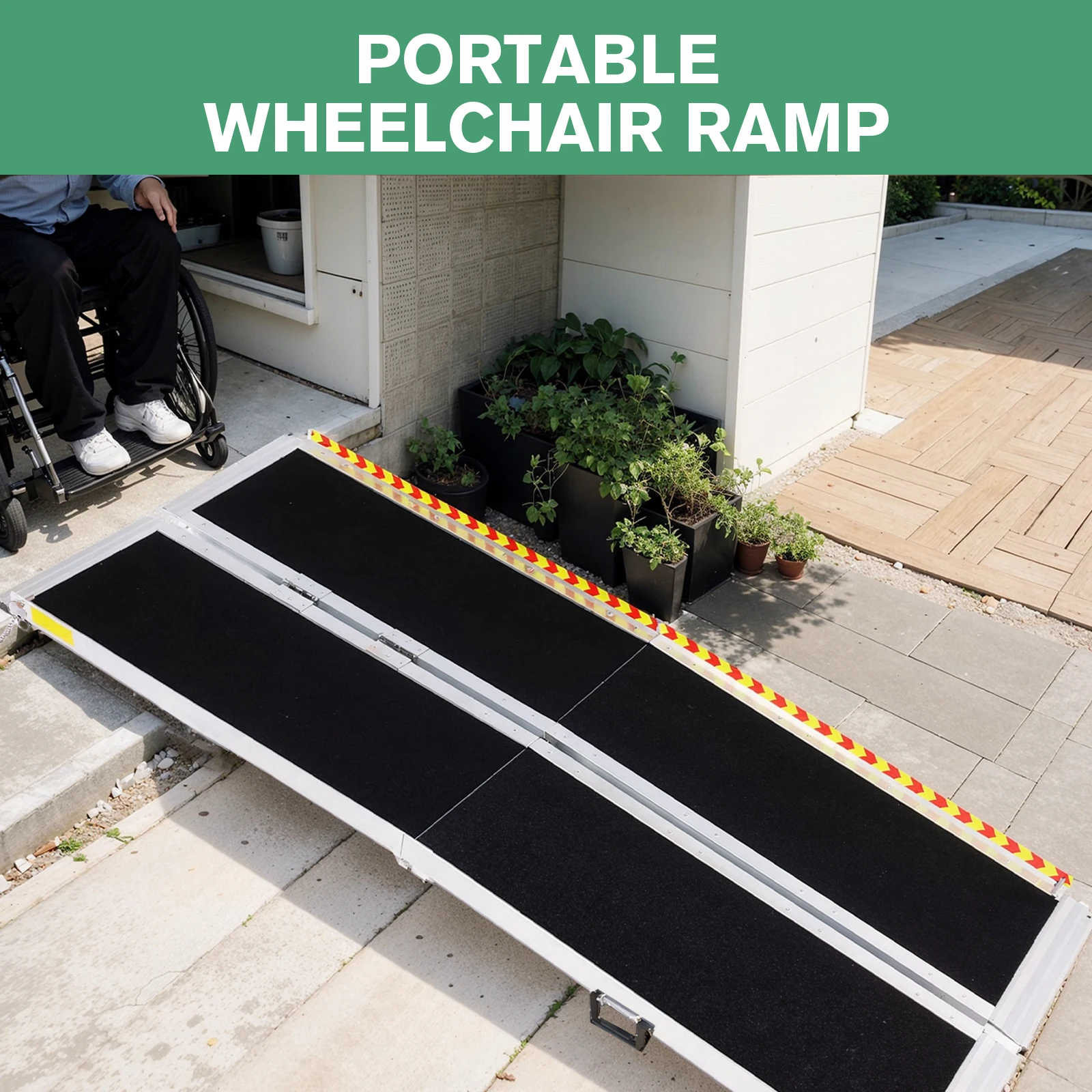 Portable Wheelchair Ramp Non-Slip Aluminum Folding Handicap Ramp Door Threshold Wheelchair Ramp for Home Steps Doorways