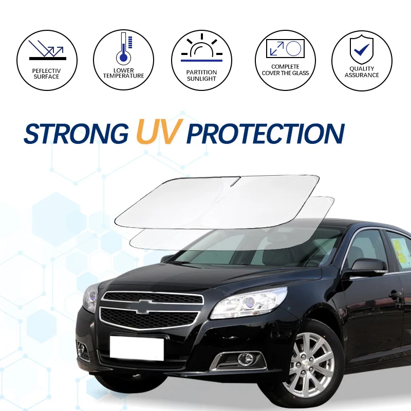 Car Windshield Sun Shade For Chevro Mrlibu Sunshade Summer Visor Protector Foldable Blocks UV Rays Protection Accessories