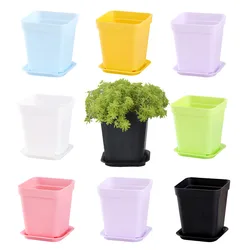 10/20pcs Mixed Candy Color Mini Square Plastics Flowerpot Plant Succulents Flower Drainage Nursery Pot for Garden Balcony JXB