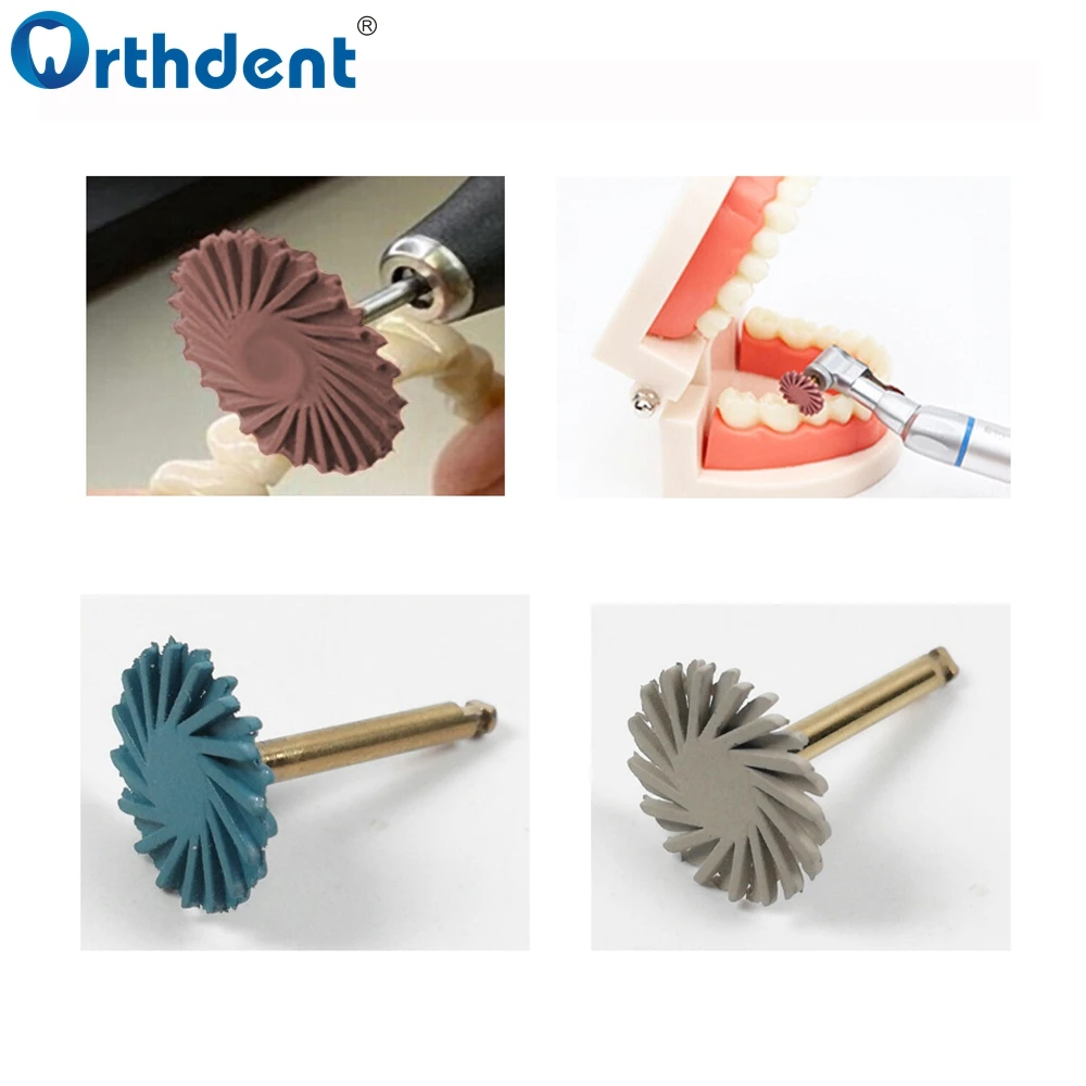 Dental Rubber Polisher Composite Resin Polishing Disc Diamond System RA 14mm Wheel Kit Spiral Flex Brush Burs 3 Colors Dentistry