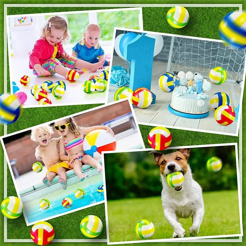 B05C-30Pcs كرات ضغط الكرة الطائرة الصغيرة 2.36 بوصة كرات رياضية كرة طائرة صغيرة للأطفال لتخفيف التوتر والحفلات