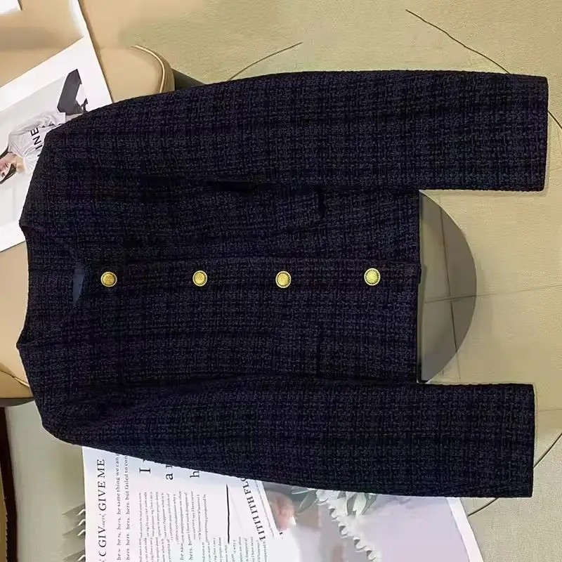 

2026 New Spring Autumn Ladies Short Coat Navy Blue Temperament Suit Women's Jacket Korean Version Casual Outerwear Female Tops