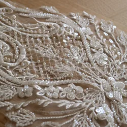 Sewing sequin Luxury beaded appliques for bridal wedding dresses DIY sequins rhinestone patches ropa patches lace trims