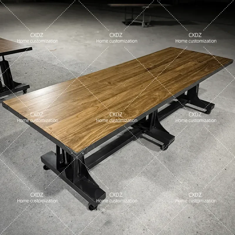 American Retro Solid Wood Dining Table Industrial Style Personalized Creative Restaurant Bar Office Conference Negotiation