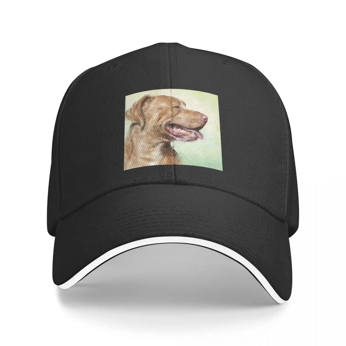 

Oil Painting of a Beautiful Red Nose Pit Bull Smiling on a Green Background Baseball Cap summer hat funny hat Ladies Men's