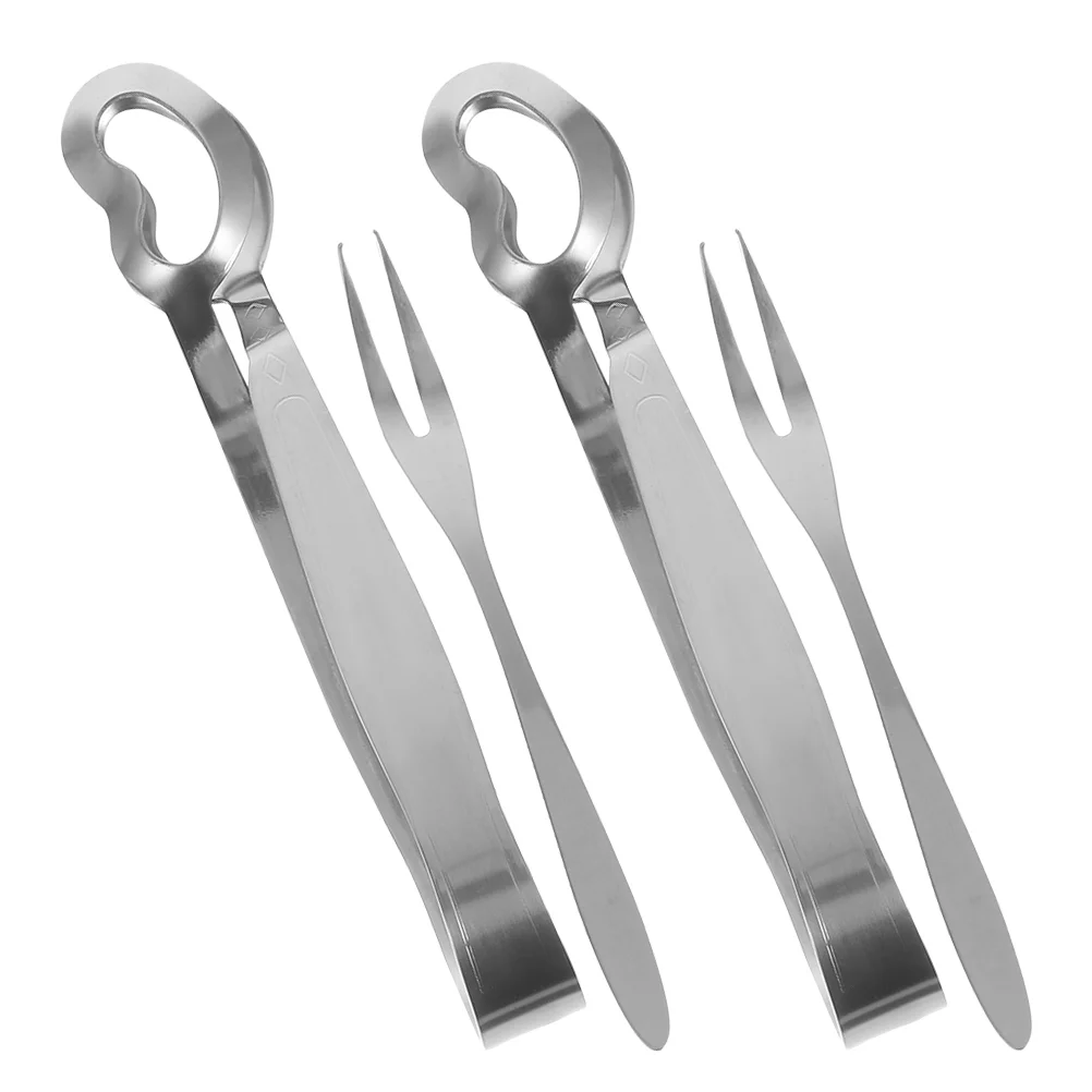 

4 PCS Plate Snail Tableware Set Serving Utensils Stainless Steel Escargot Tongs