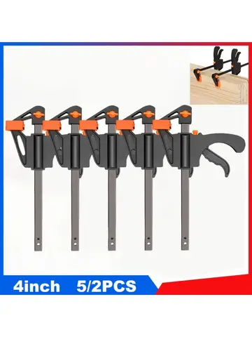 5/2pcs Woodworking Work Bar 4 Inch Clamp Clip Set Hard Quick Ratchet Release Clip DIY Carpentry Hand Tool Woodworking Clamp