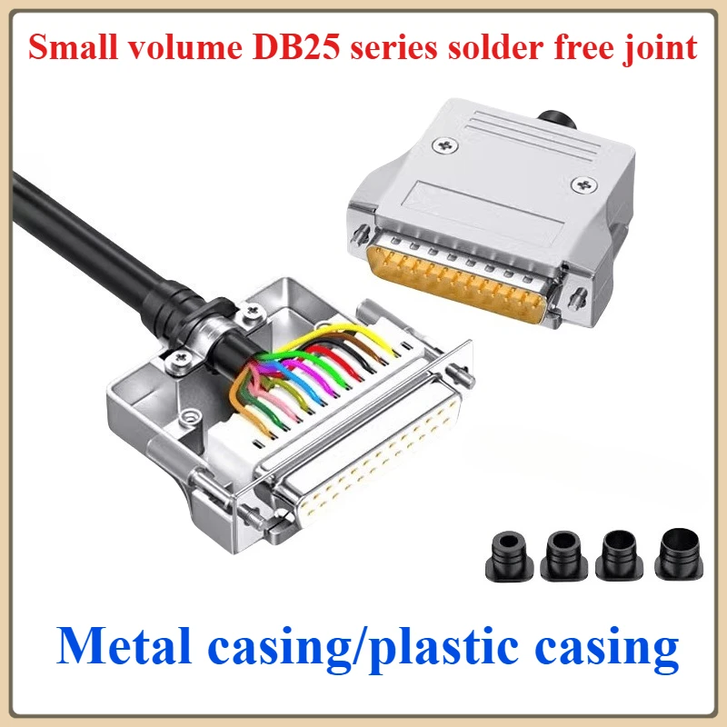 DB25 RS232 Serial Port Plug Solderless Connector Thin Soldering-free Small 25Pin Male Female Terminal Blocks with Metal Shell