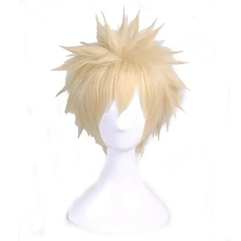 Anime My Hero Academia Gym No Hero Bakugou Katsuki Bakugo Linen Blonde Heat Resistant Cosplay Short Wig free Wig Cap