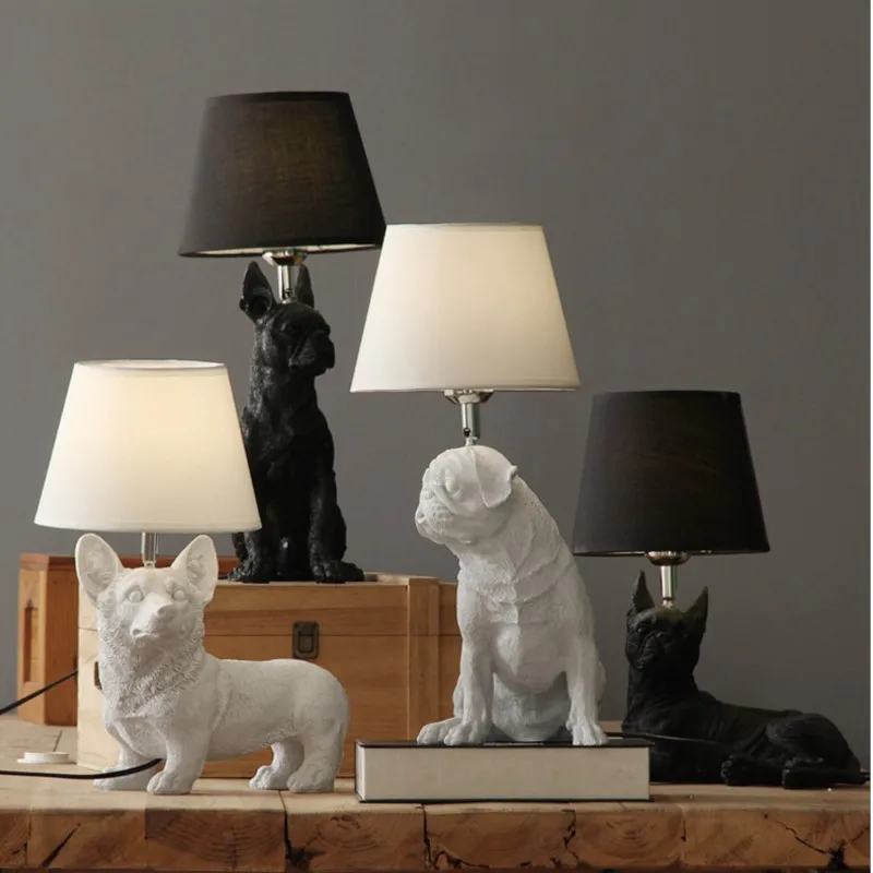 Nordic Animal Puppy LED Table Lamps for Living Room Modern Creative Decorative Bedroom Lamp Industrial Light Fixtures Luminaire