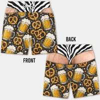 Summer Men Funny Cartoon Hot Dog 3D Print Board Shorts Quick‑Dry Drawstring Trunks Fun Yellow Duck Novelty Prank Short Pants 3