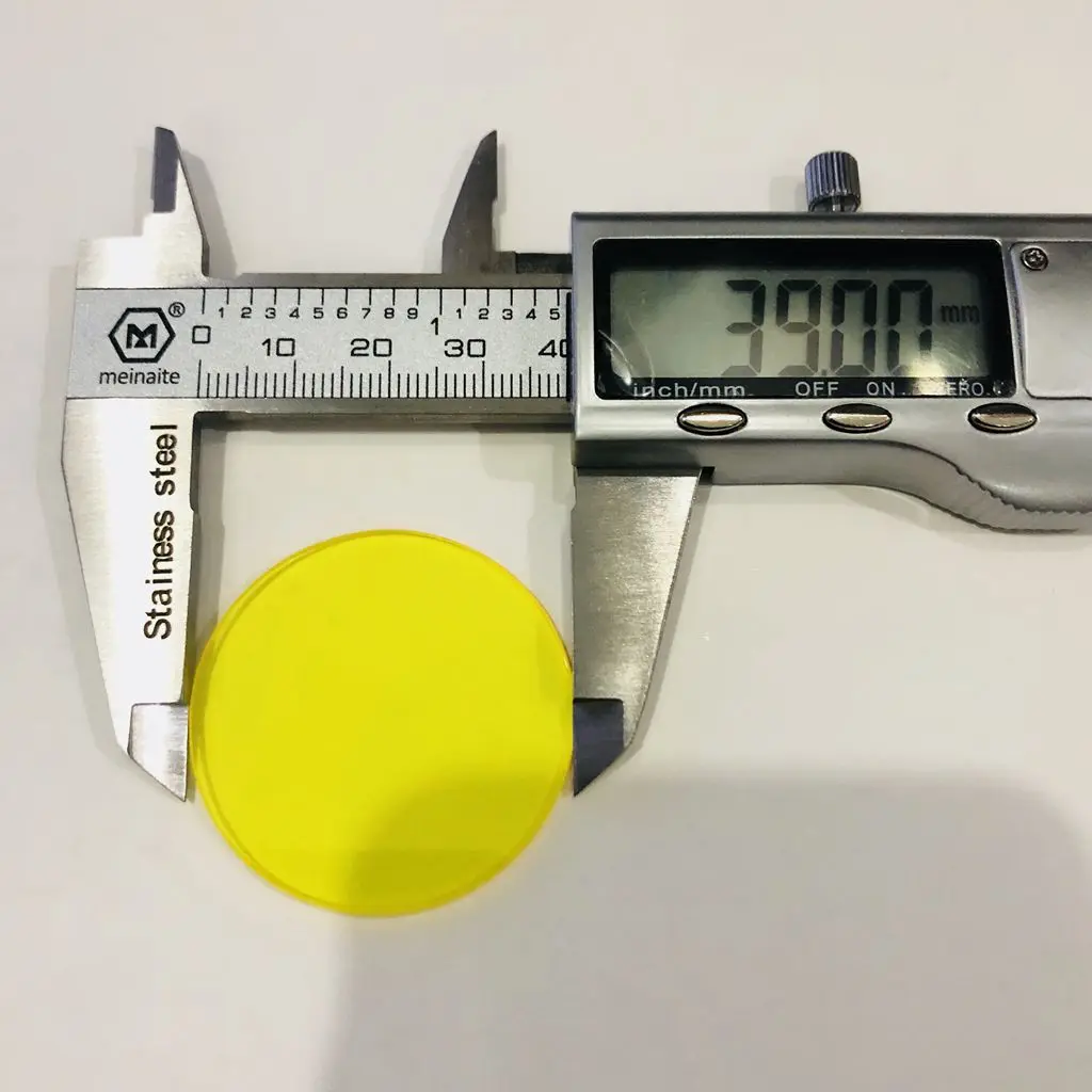 5Pcs Total Size Round Diameter 39mm 1.5mm Thick 450nm Visible High Pass Filter Yellow Glass JB450