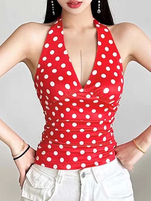 

Спортивный жилет для йоги Fitn в горошек Bal Ne, подвесной жилет со съемной накладкой на грудь, европейская женская верхняя одежда из полиэстера с v-образным вырезом