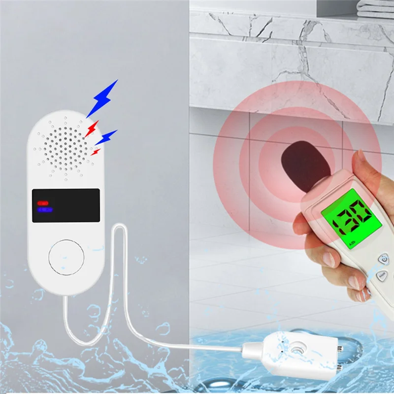 Abjf-tuya 2.4gwifi detector de vazamento de água com alarmes de luz sonora 130db vazamento de água casa inteligente sensor de alarme de água controle por aplicativo