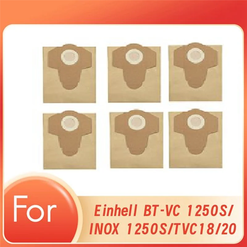 A24p 6 pçs 20l saco de papel poeira para BT-VC 1250s/INOX 1250s/tvc18/20 aspirador de pó molhado e seco saco filtro accesso