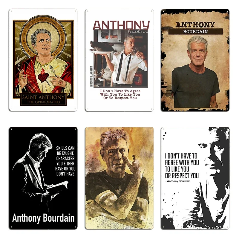Retro Vintage Saint Anthony Bourdain World Travel Remembered Quotes Metal Mural Design Wall Cave Retro Tin Sign Poster